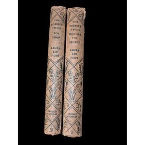 Bobsie Twins Vintage Childrens Books Beige Blue Illustrated Nostalgic Decor